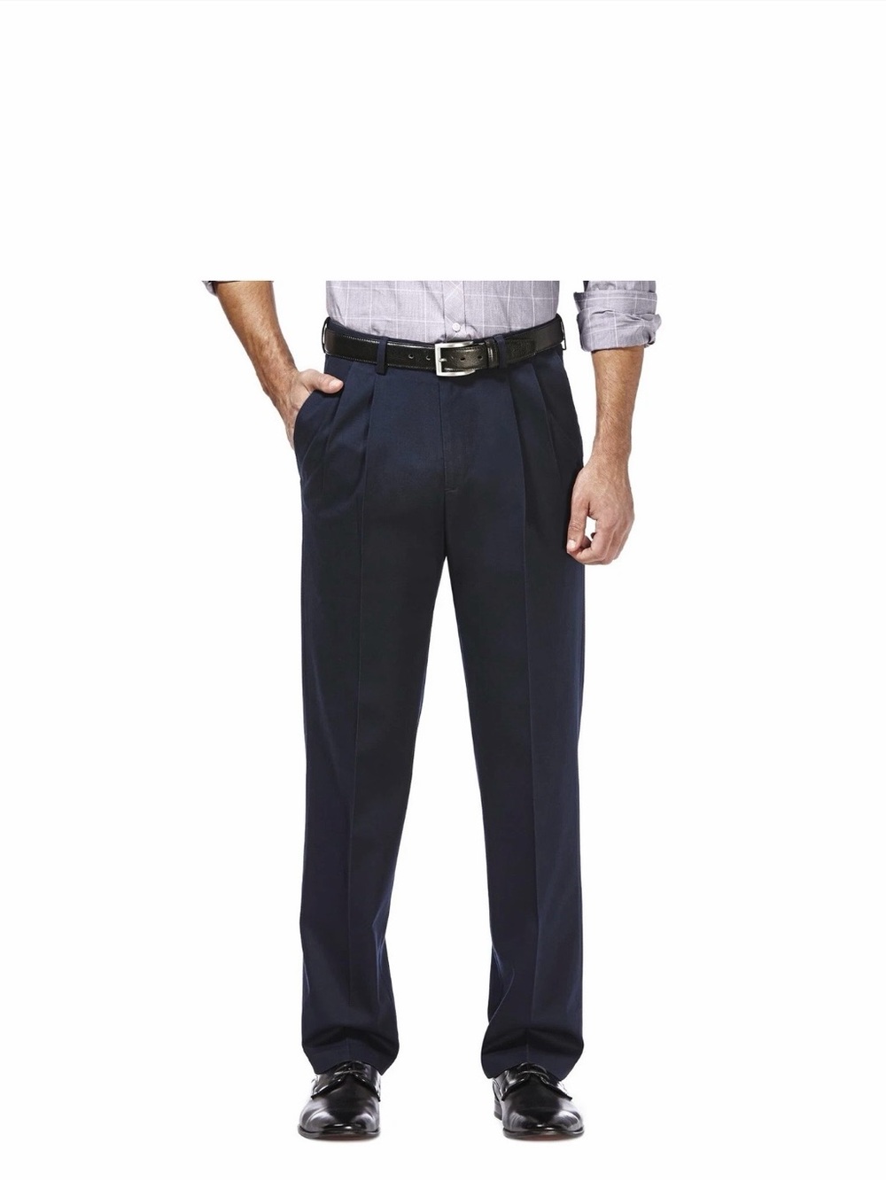 NWT! Hagger Men’s Big & Tall Premium-52x30-Blue No Iron Pleated Pants #HC90897